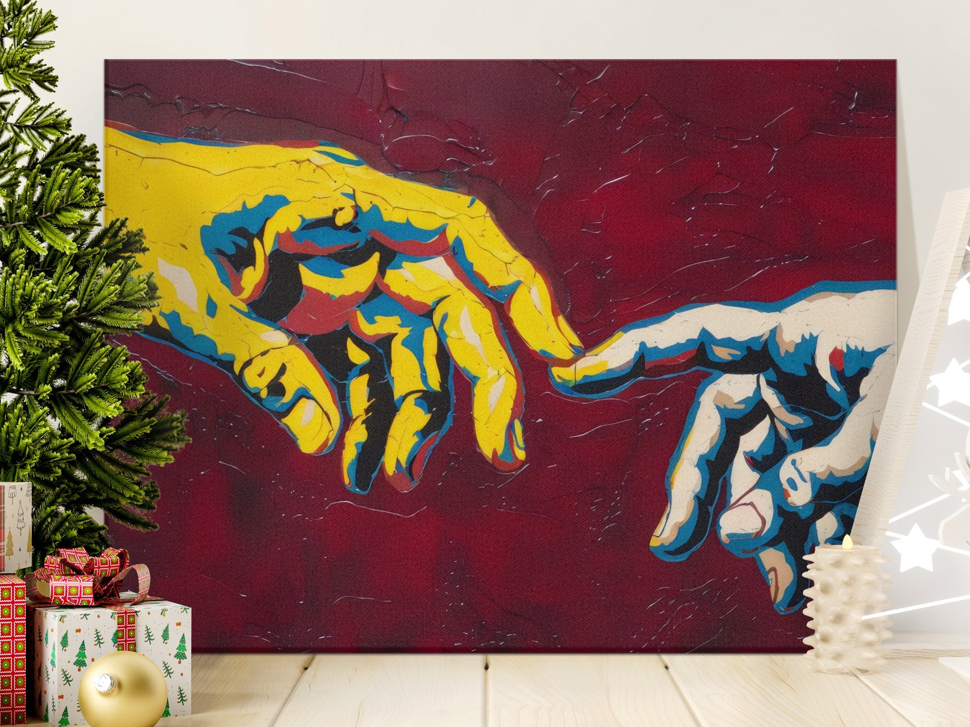 Creation of Human Knowledge Canvas, inspired by Michelangelo, 20x30"