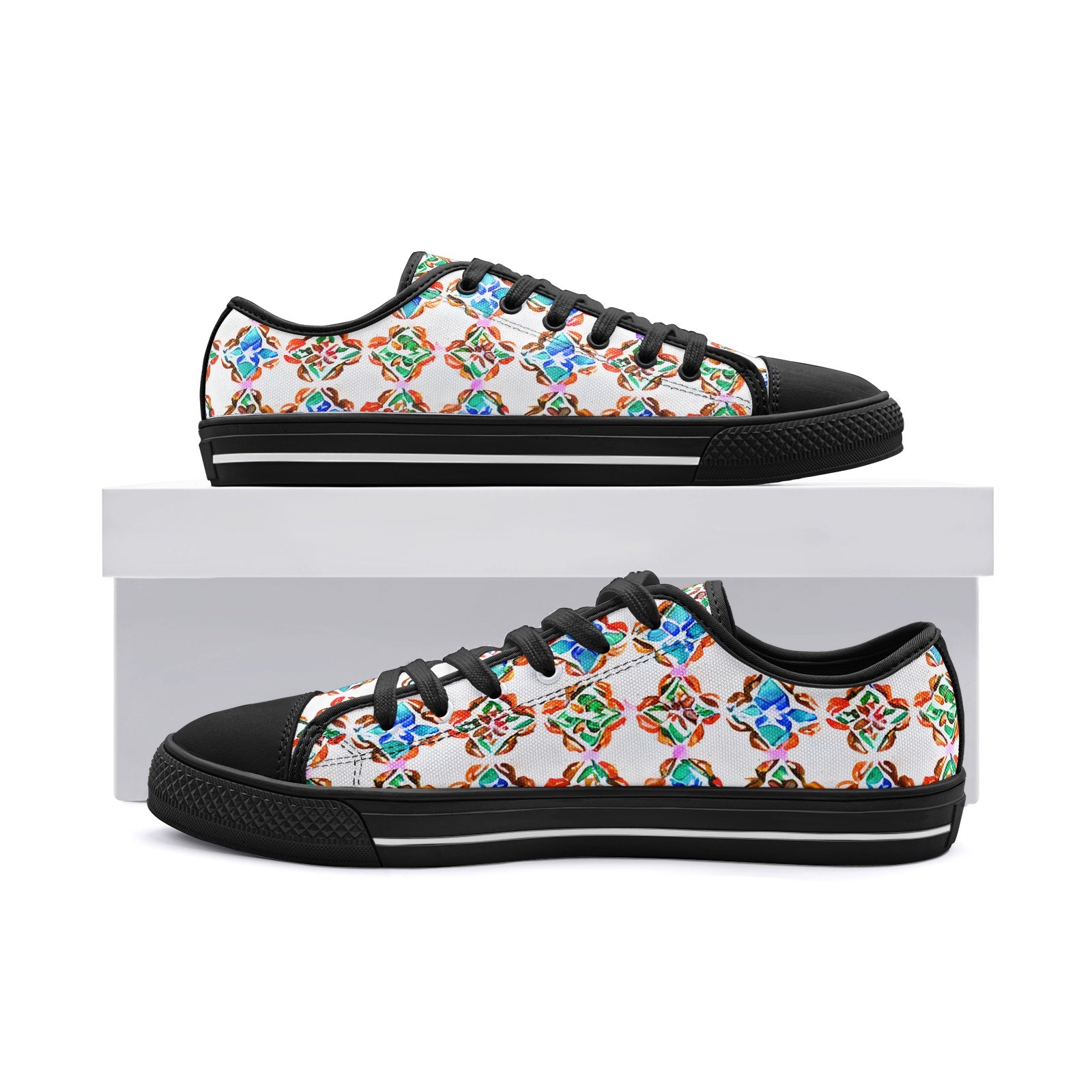 Traditional Mexican Pattern Low Top Canvas Shoes - Vibrant & Cultural Footwear