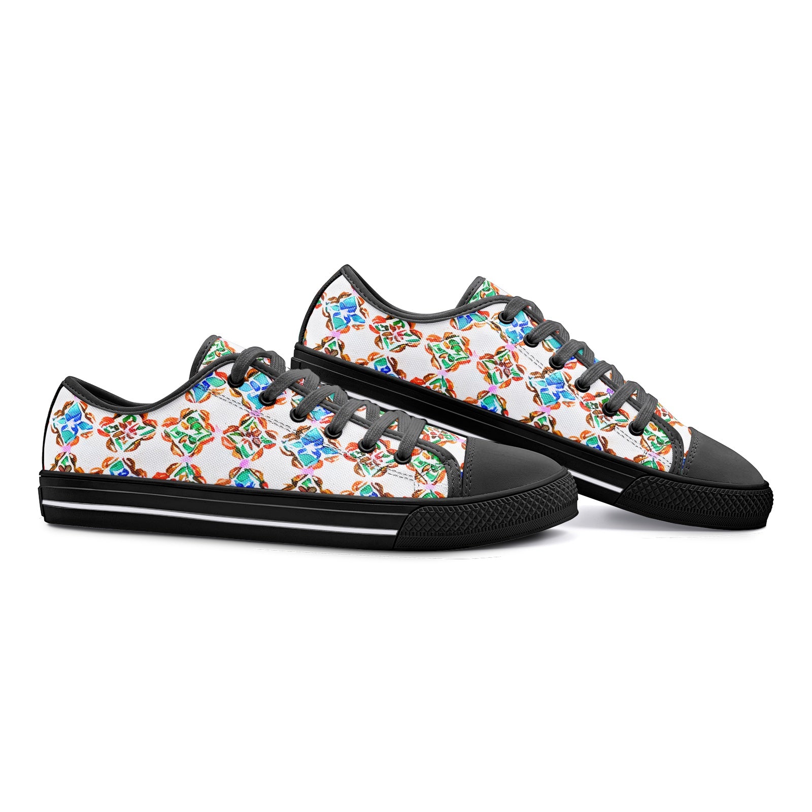 Traditional Mexican Pattern Low Top Canvas Shoes - Vibrant & Cultural Footwear