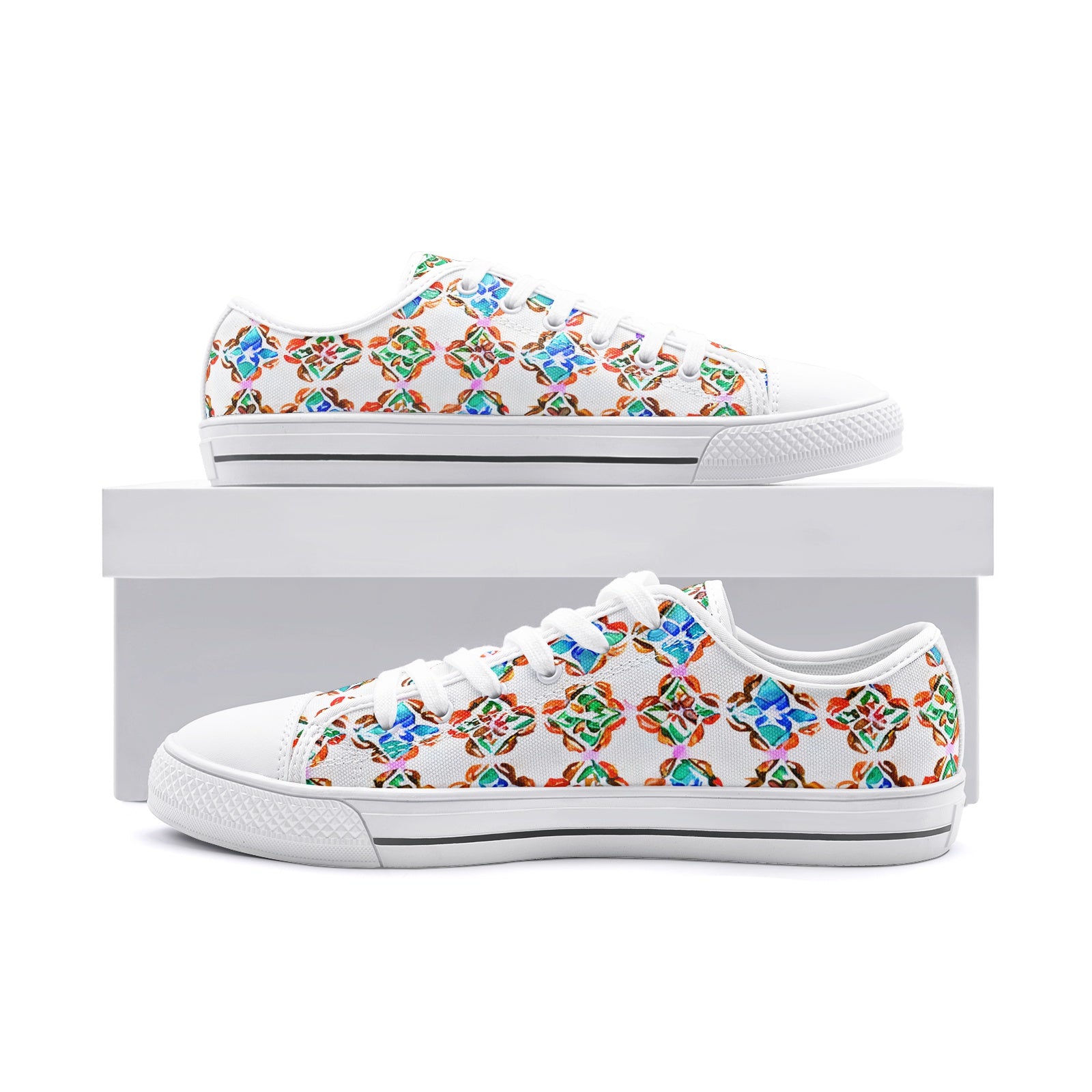 Traditional Mexican Pattern Low Top Canvas Shoes - Vibrant & Cultural Footwear