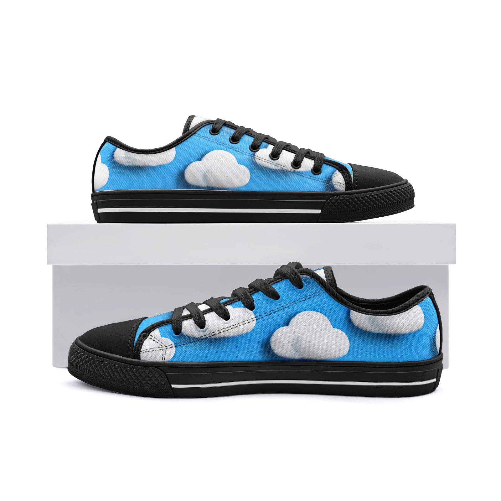 3D Cloud Blue Sky Low Top Canvas Shoes - Dreamy & Serene Footwear