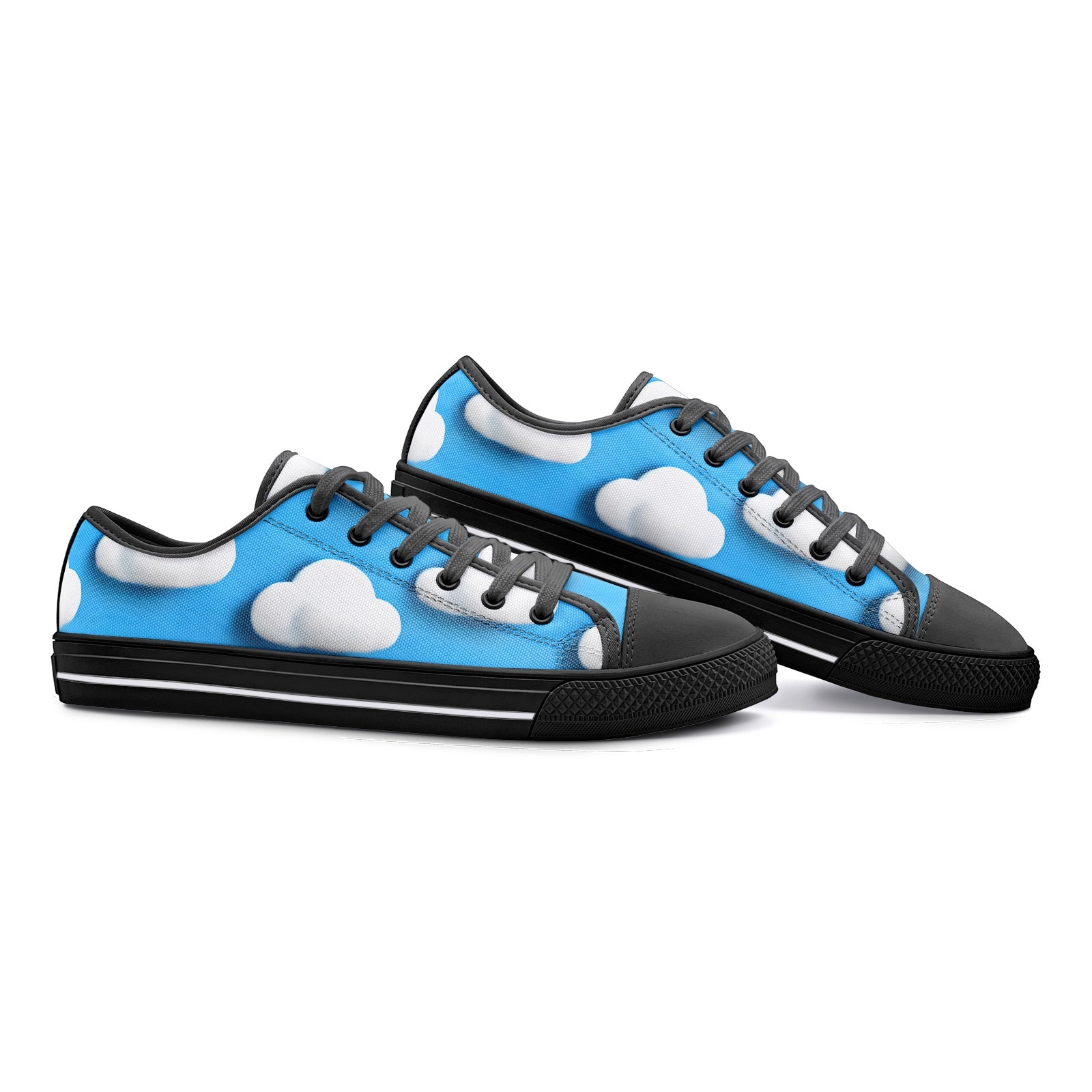 3D Cloud Blue Sky Low Top Canvas Shoes - Dreamy & Serene Footwear