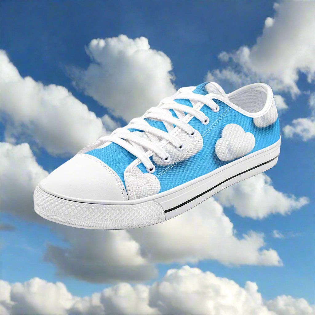 3D Cloud Blue Sky Low Top Canvas Shoes - Dreamy & Serene Footwear