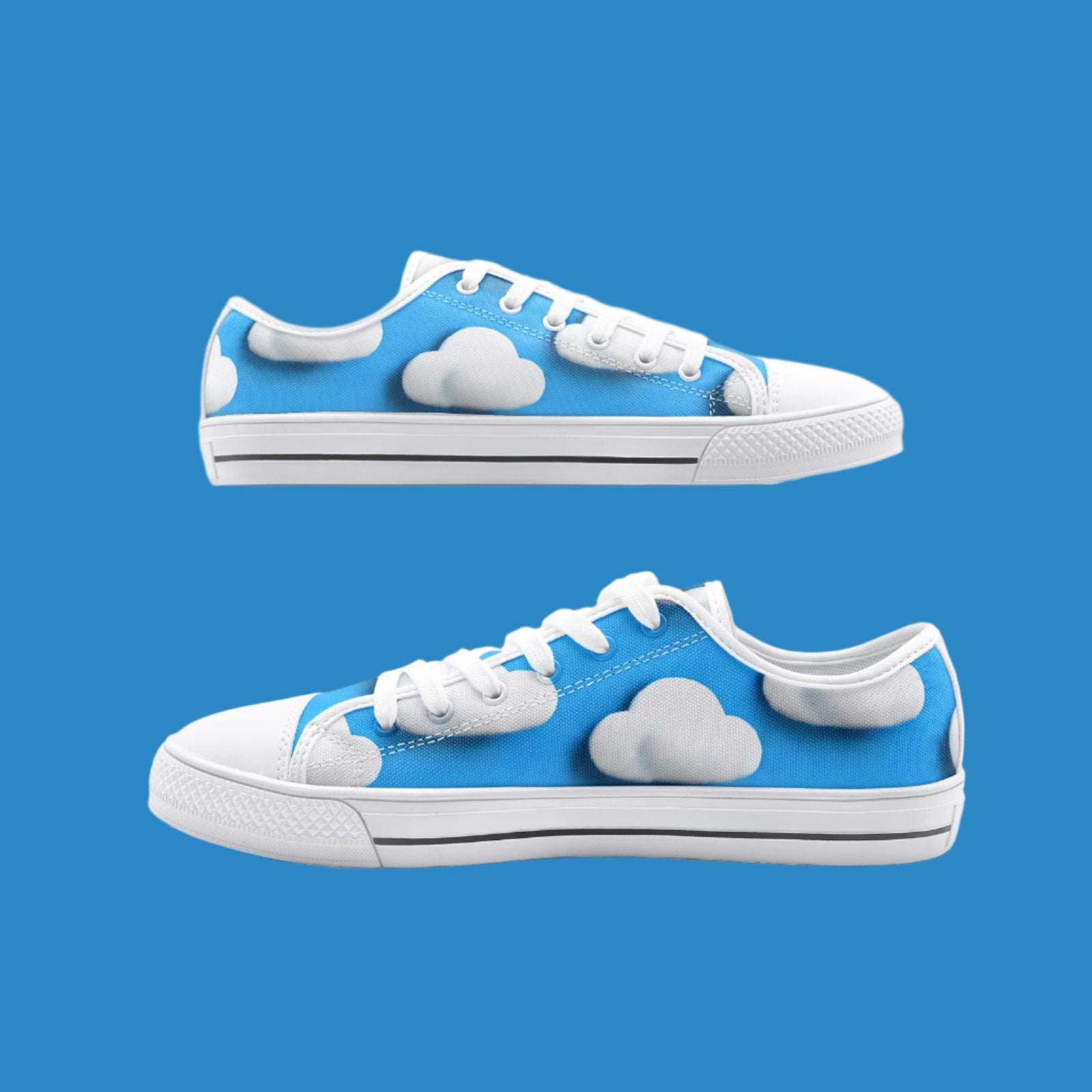 3D Cloud Blue Sky Low Top Canvas Shoes - Dreamy & Serene Footwear