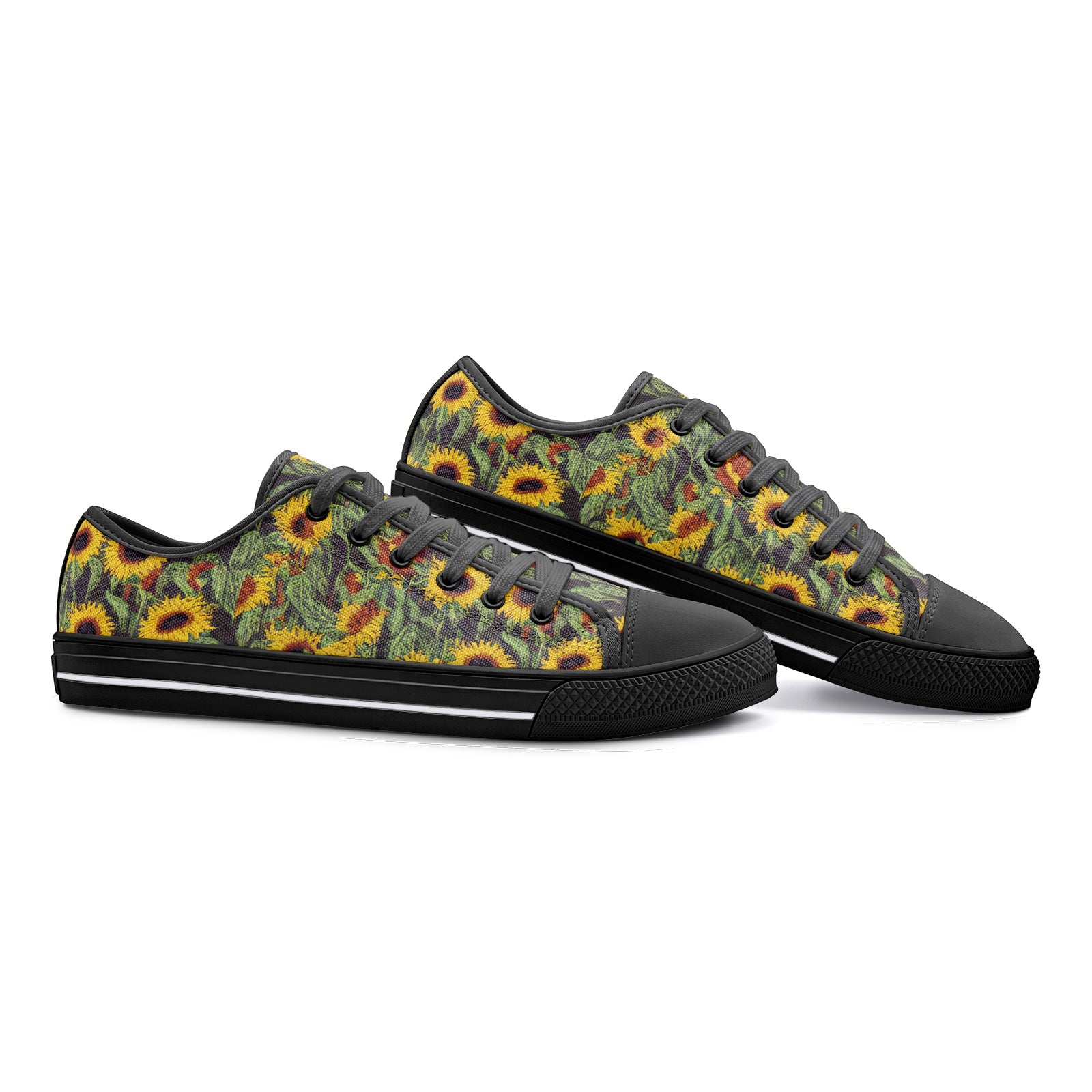 Embroidered Sunflower Low Top Canvas Shoes - Elegant & Nature-Inspired Footwear