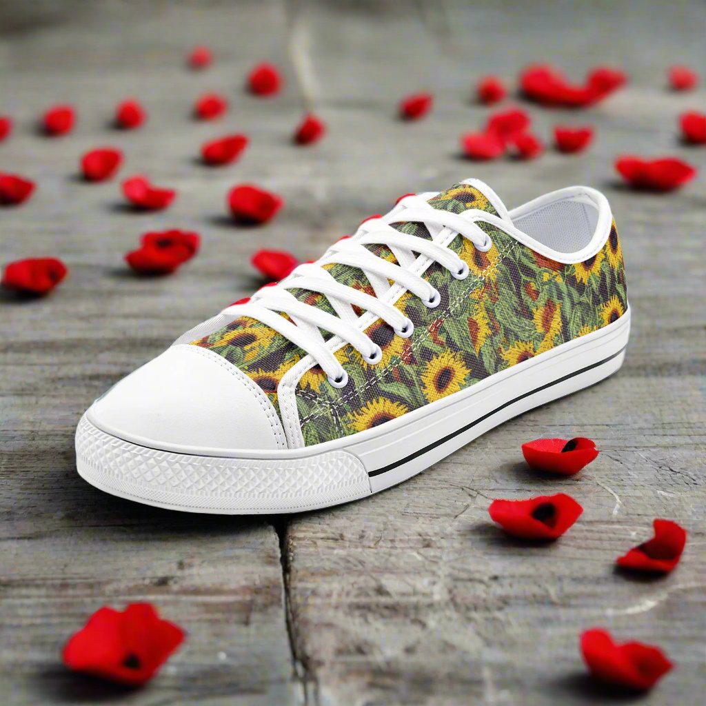 Embroidered Sunflower Low Top Canvas Shoes - Elegant & Nature-Inspired Footwear