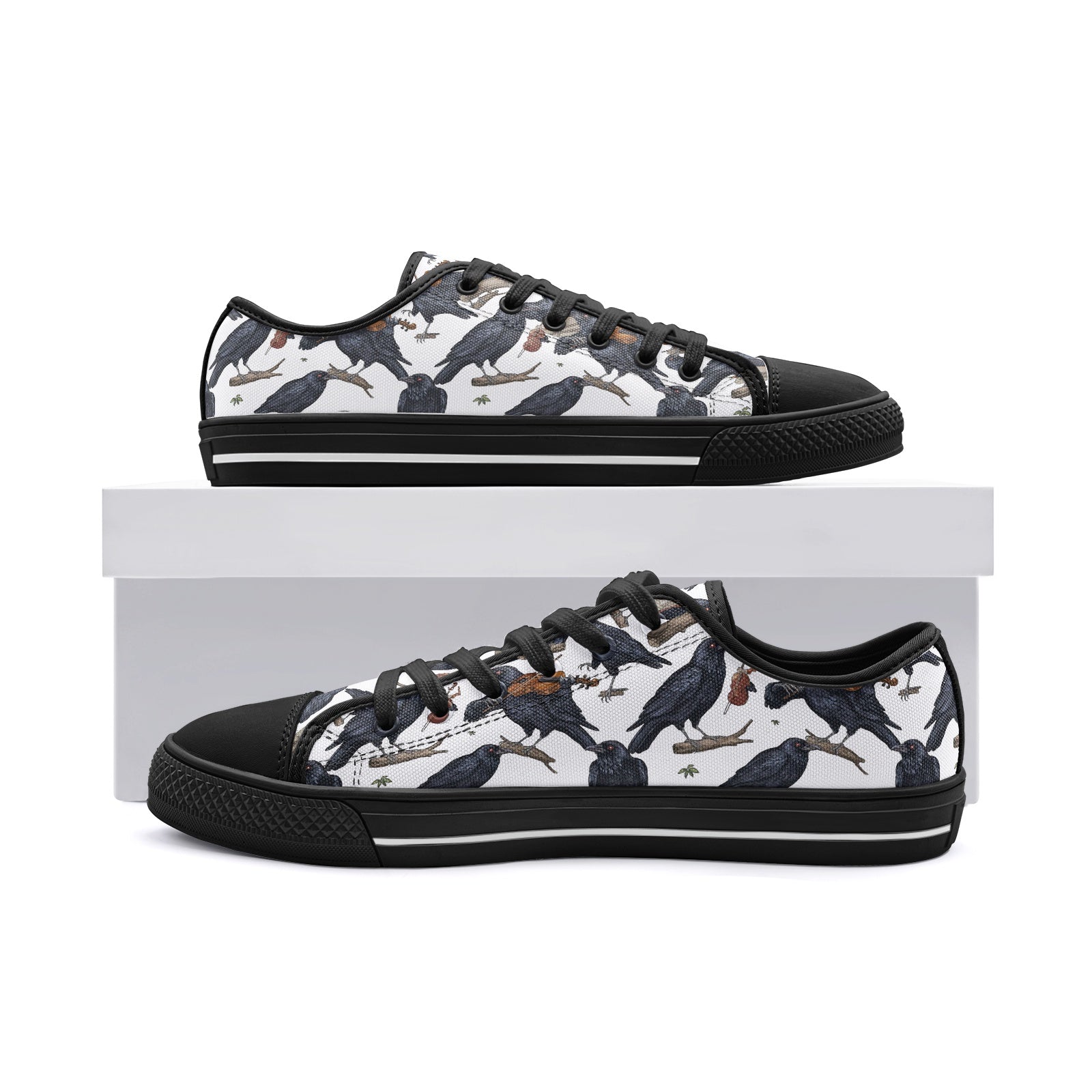 Mystic Raven Unisex Low Top Canvas Shoes - Enigmatic & Stylish Footwear