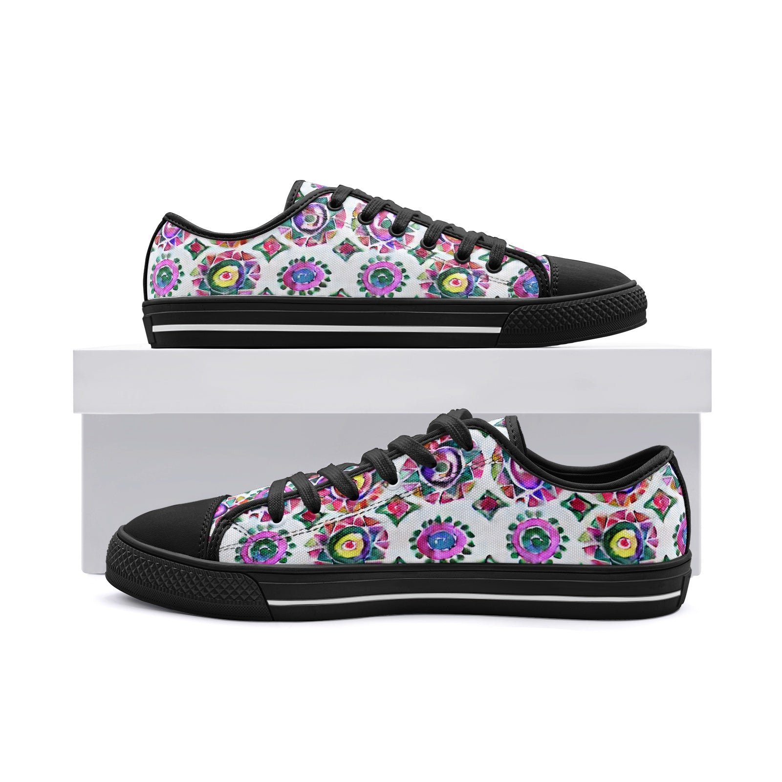 Traditional Mexican Pattern Low Top Canvas Shoes - Vibrant & Cultural Footwear