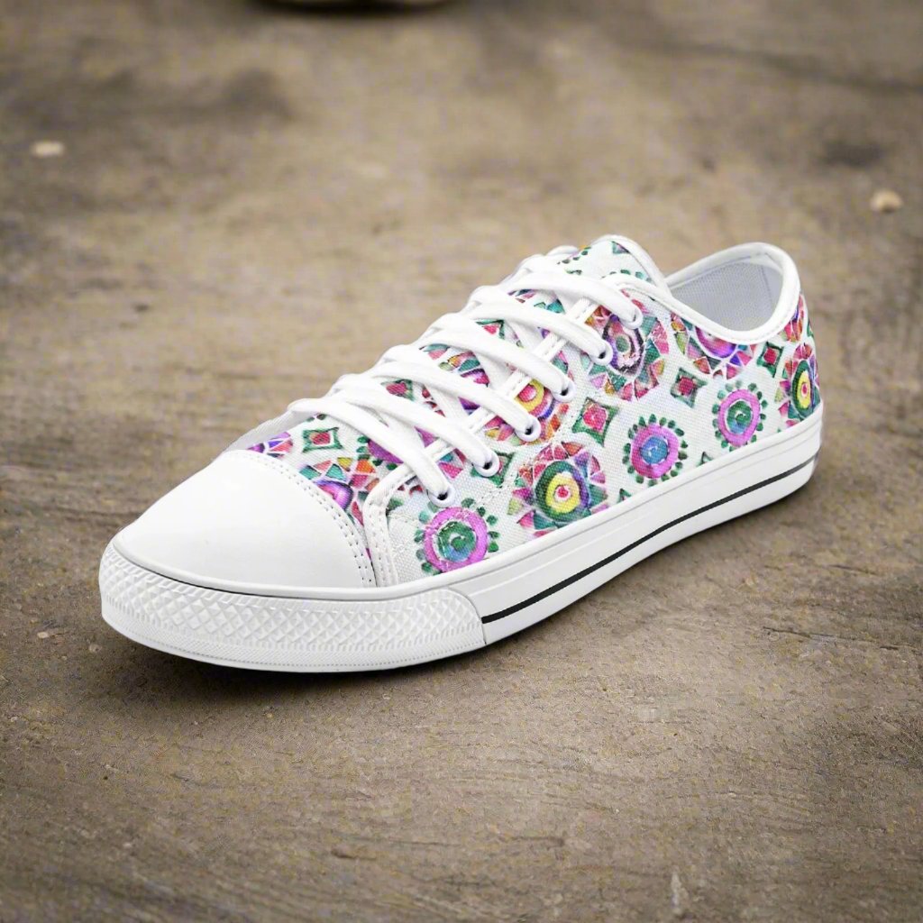 Traditional Mexican Pattern Low Top Canvas Shoes - Vibrant & Cultural Footwear