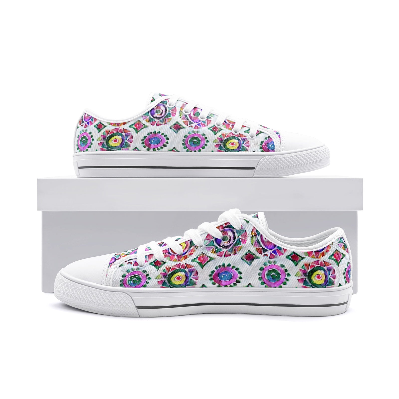 Traditional Mexican Pattern Low Top Canvas Shoes - Vibrant & Cultural Footwear