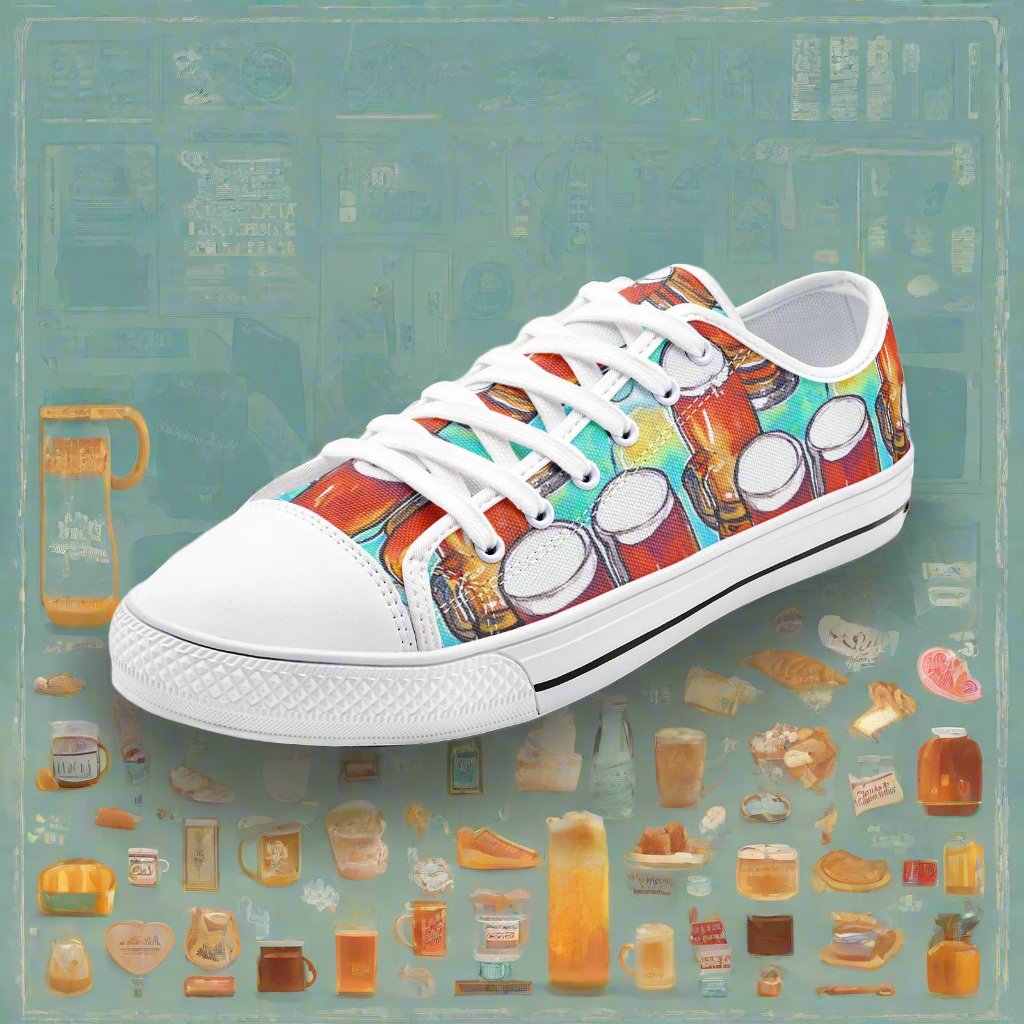 Beer Pints Low Top Canvas Shoes - Fun & Playful Footwear for Beer Lovers