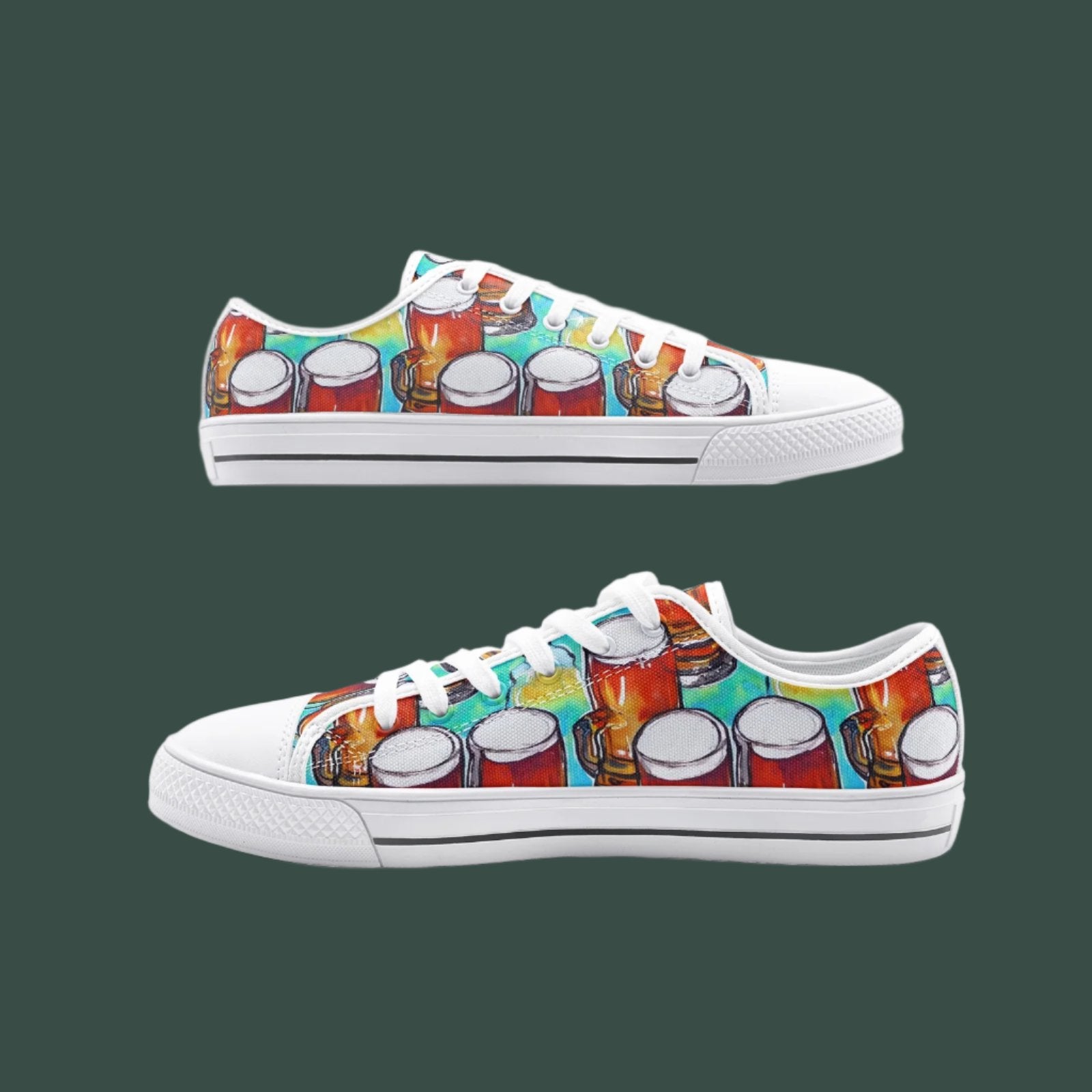 Beer Pints Low Top Canvas Shoes - Fun & Playful Footwear for Beer Lovers