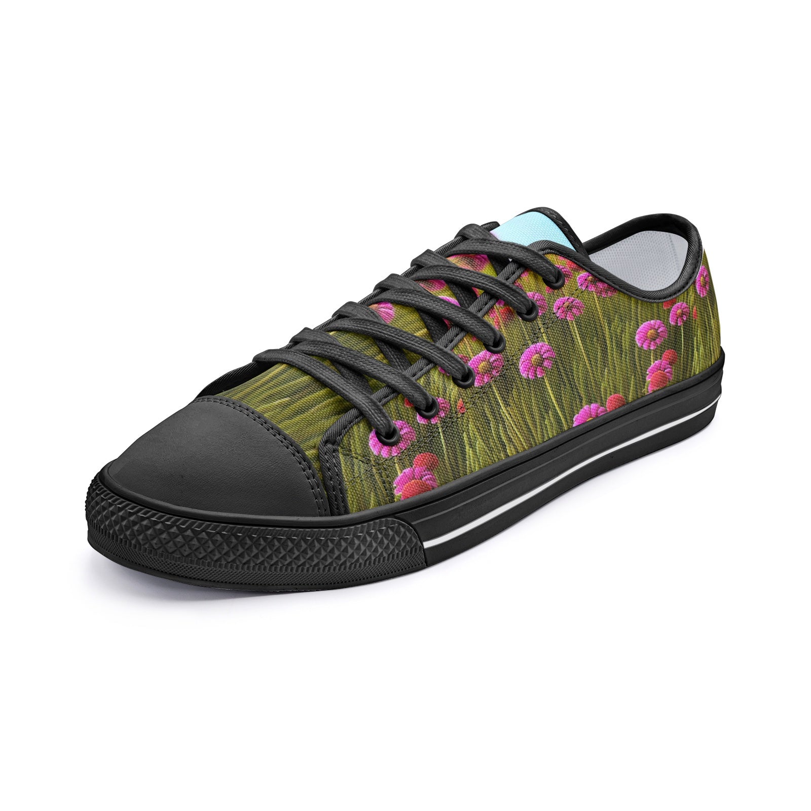 Velvet Style Floral & Grass Low Top Canvas Shoes - Elegant & Nature-Inspired Footwear