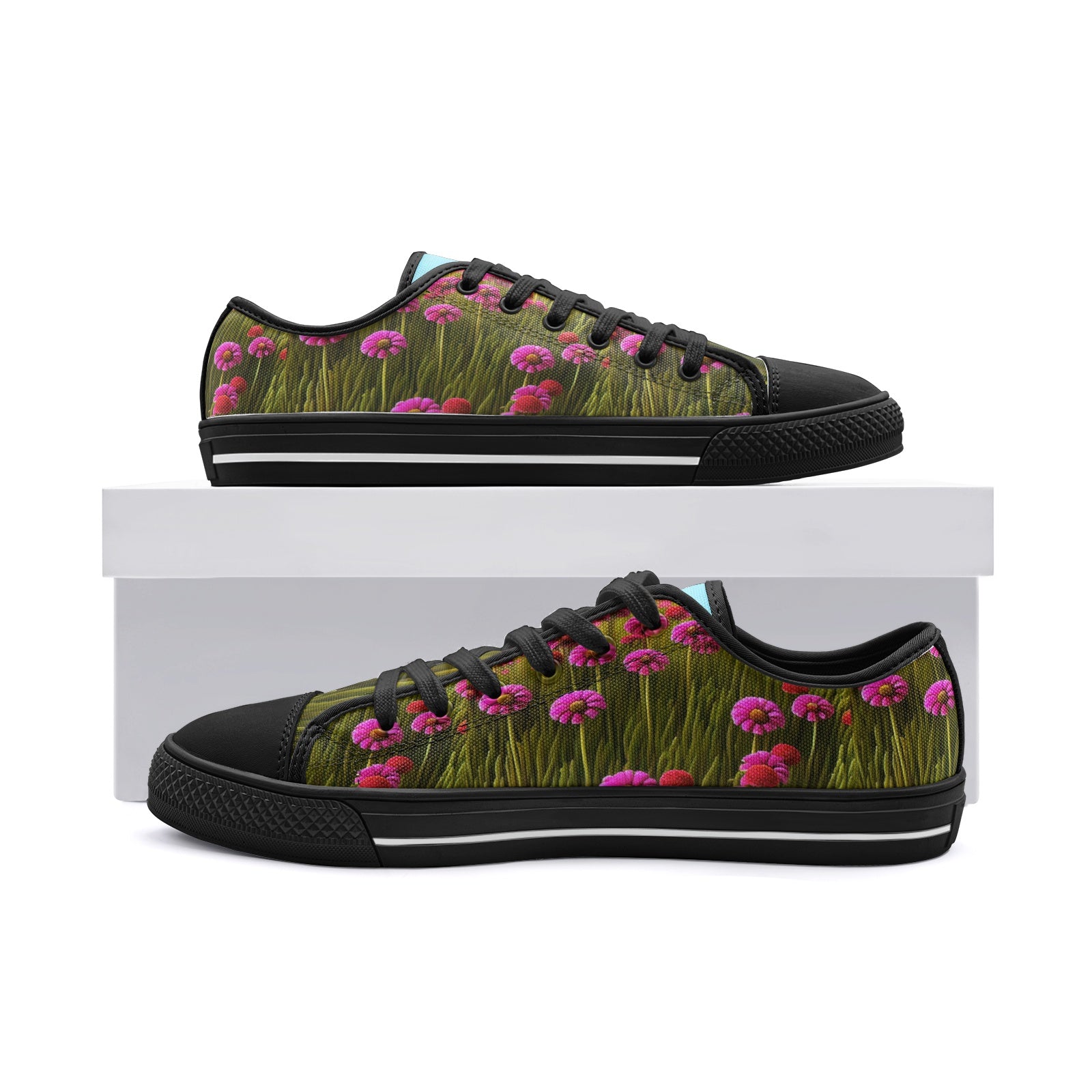 Velvet Style Floral & Grass Low Top Canvas Shoes - Elegant & Nature-Inspired Footwear