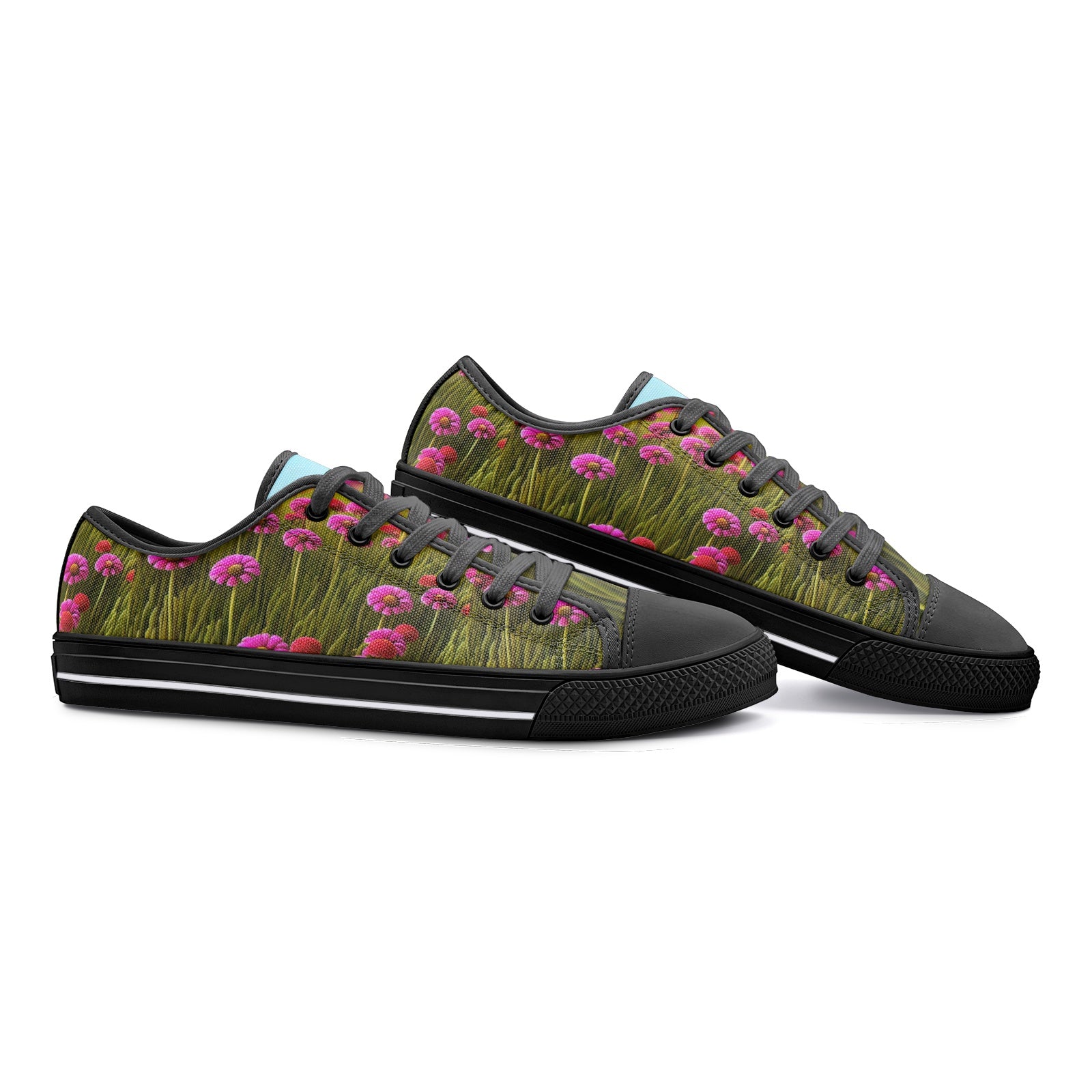 Velvet Style Floral & Grass Low Top Canvas Shoes - Elegant & Nature-Inspired Footwear