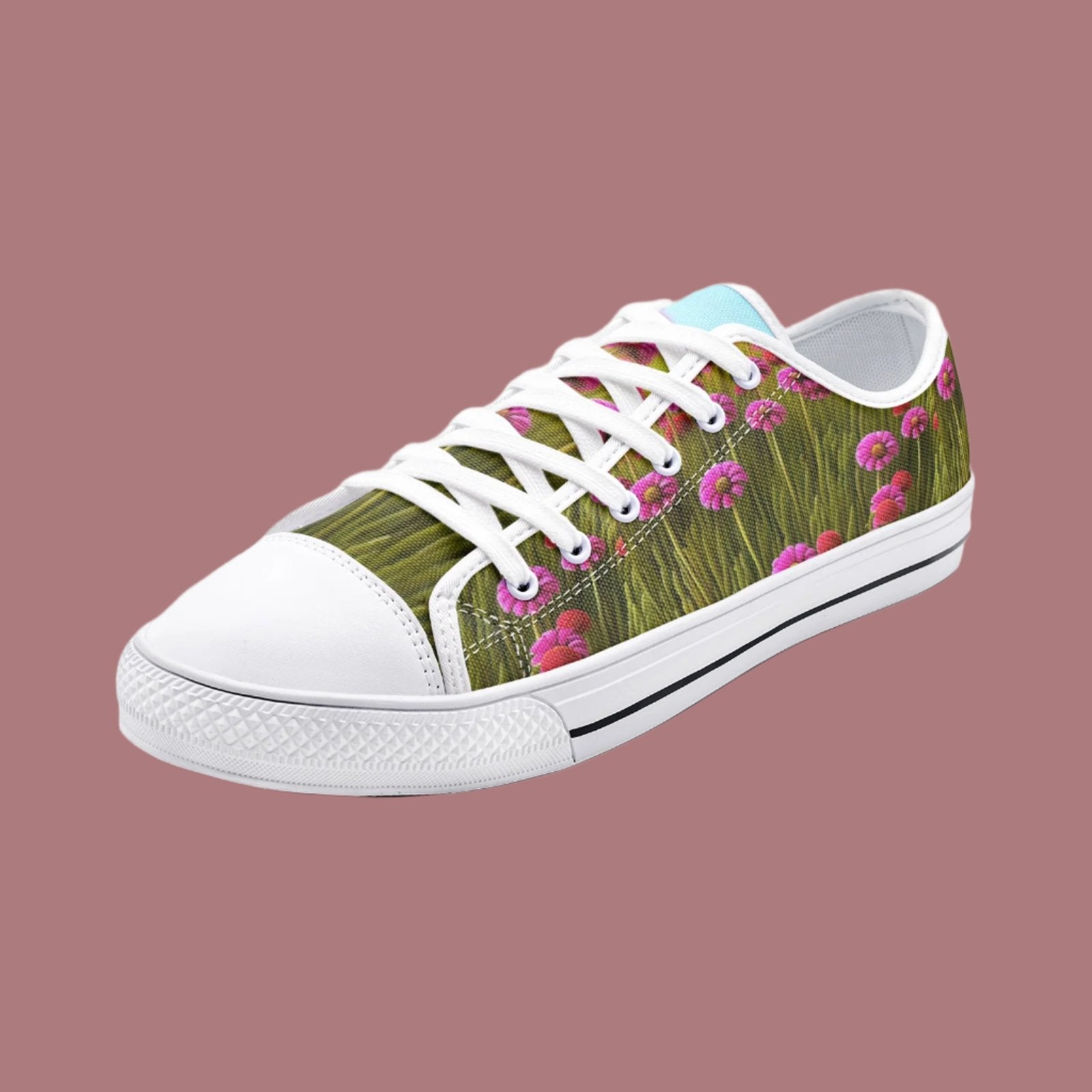 Velvet Style Floral & Grass Low Top Canvas Shoes - Elegant & Nature-Inspired Footwear