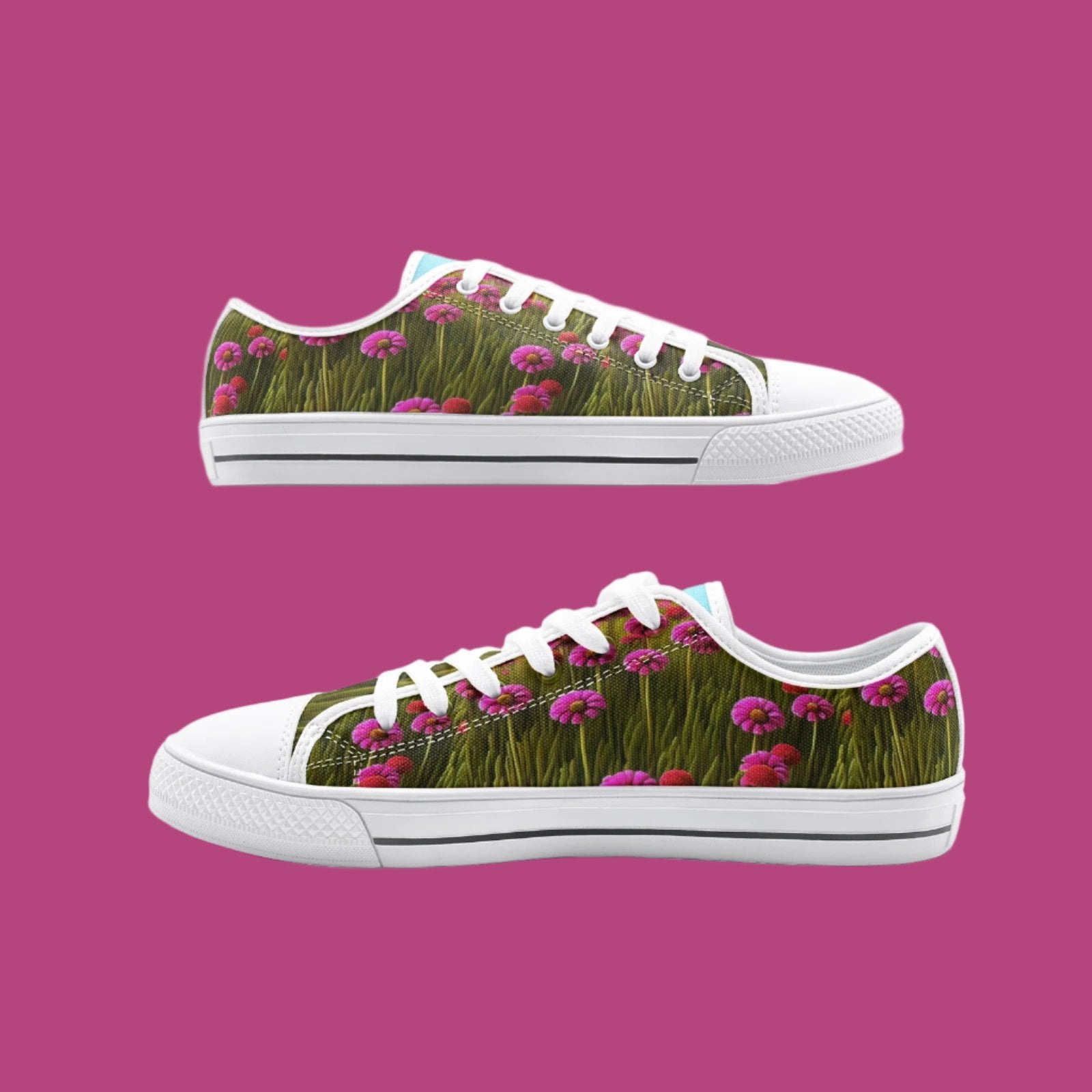 Velvet Style Floral & Grass Low Top Canvas Shoes - Elegant & Nature-Inspired Footwear