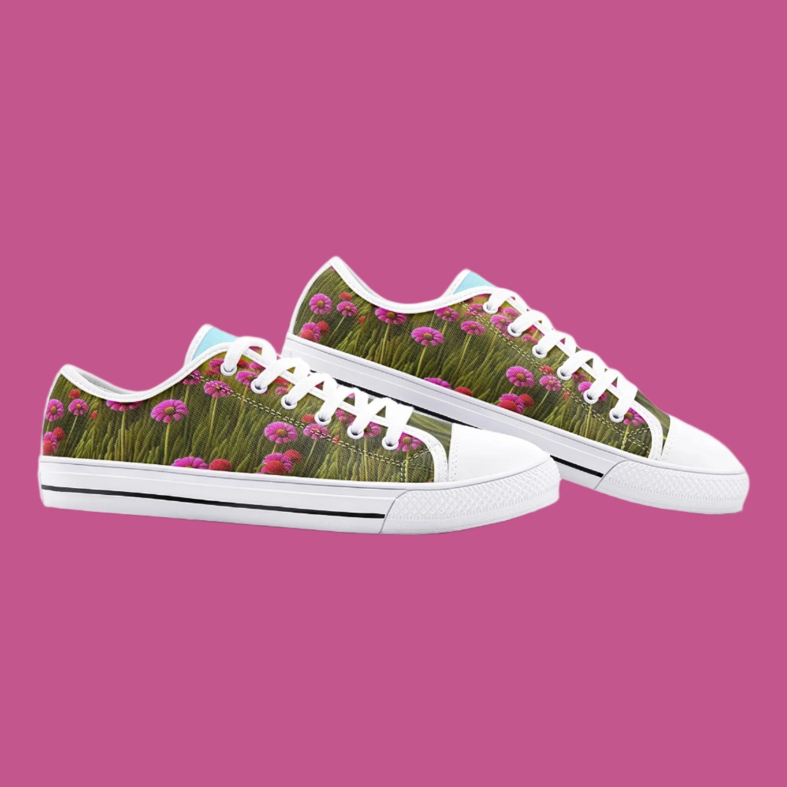 Velvet Style Floral & Grass Low Top Canvas Shoes - Elegant & Nature-Inspired Footwear