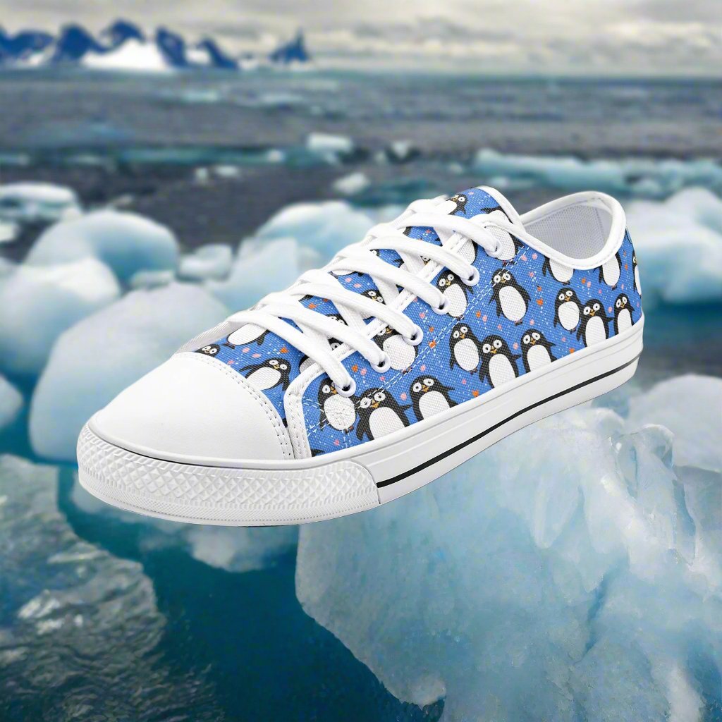 Unisex Adorable Penguin Low Top Canvas Shoes - Playful & Cozy Footwear