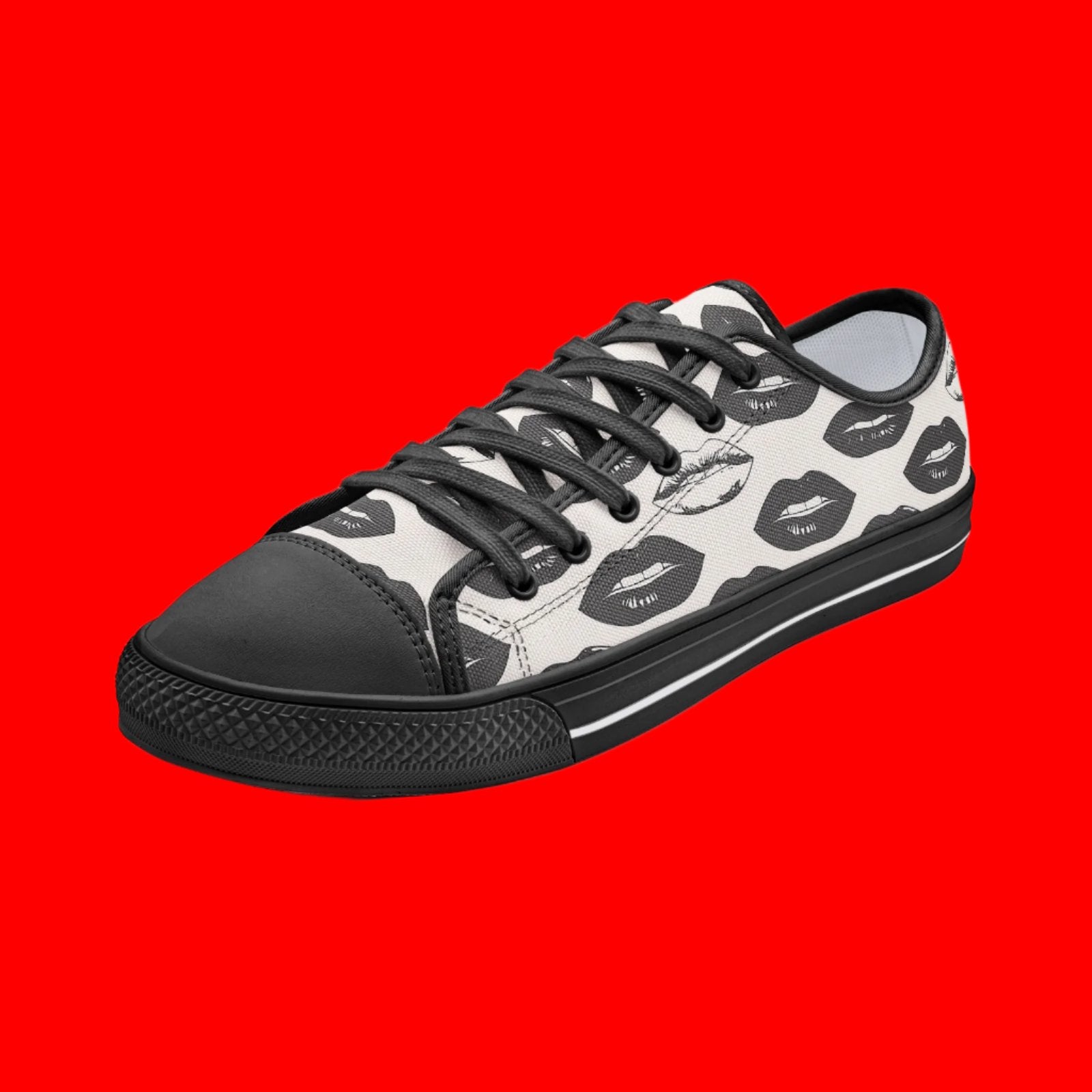 Bold Kissing Lips Low Top Canvas Shoes - Fun & Flirty Footwear