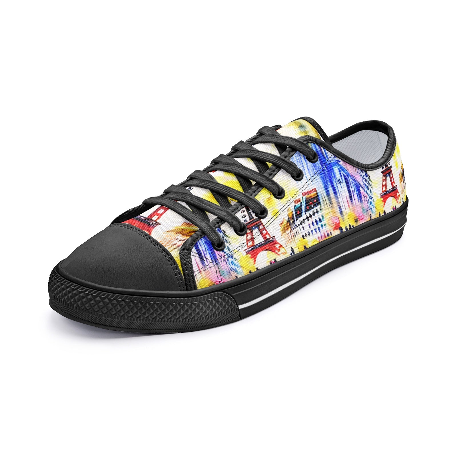 Parisian Dream Low Top Canvas Schuhe - Aquarell Ikonisches Paris Design