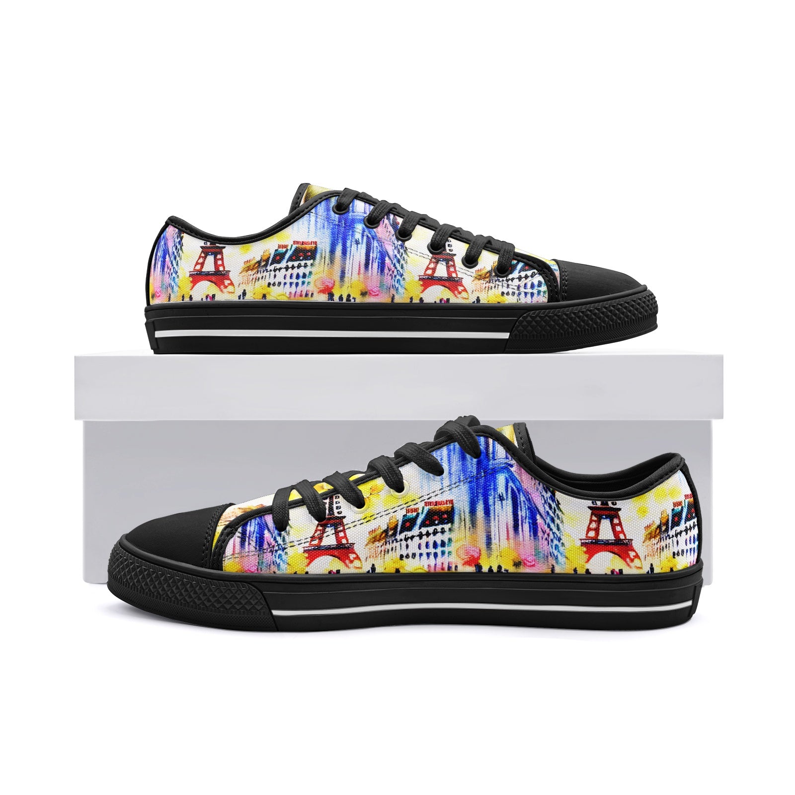 Parisian Dream Low Top Canvas Schuhe - Aquarell Ikonisches Paris Design