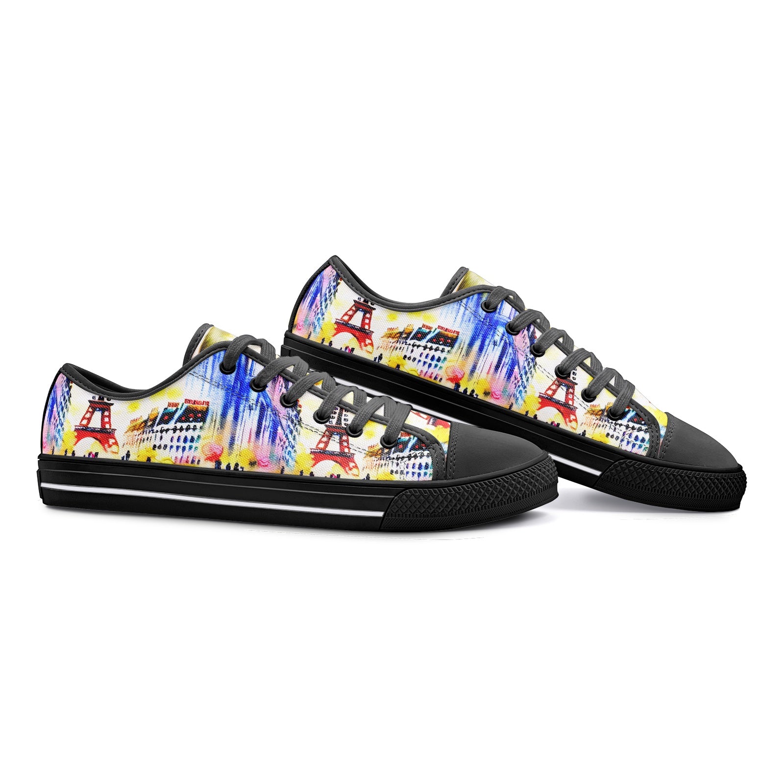 Parisian Dream Low Top Canvas Schuhe - Aquarell Ikonisches Paris Design