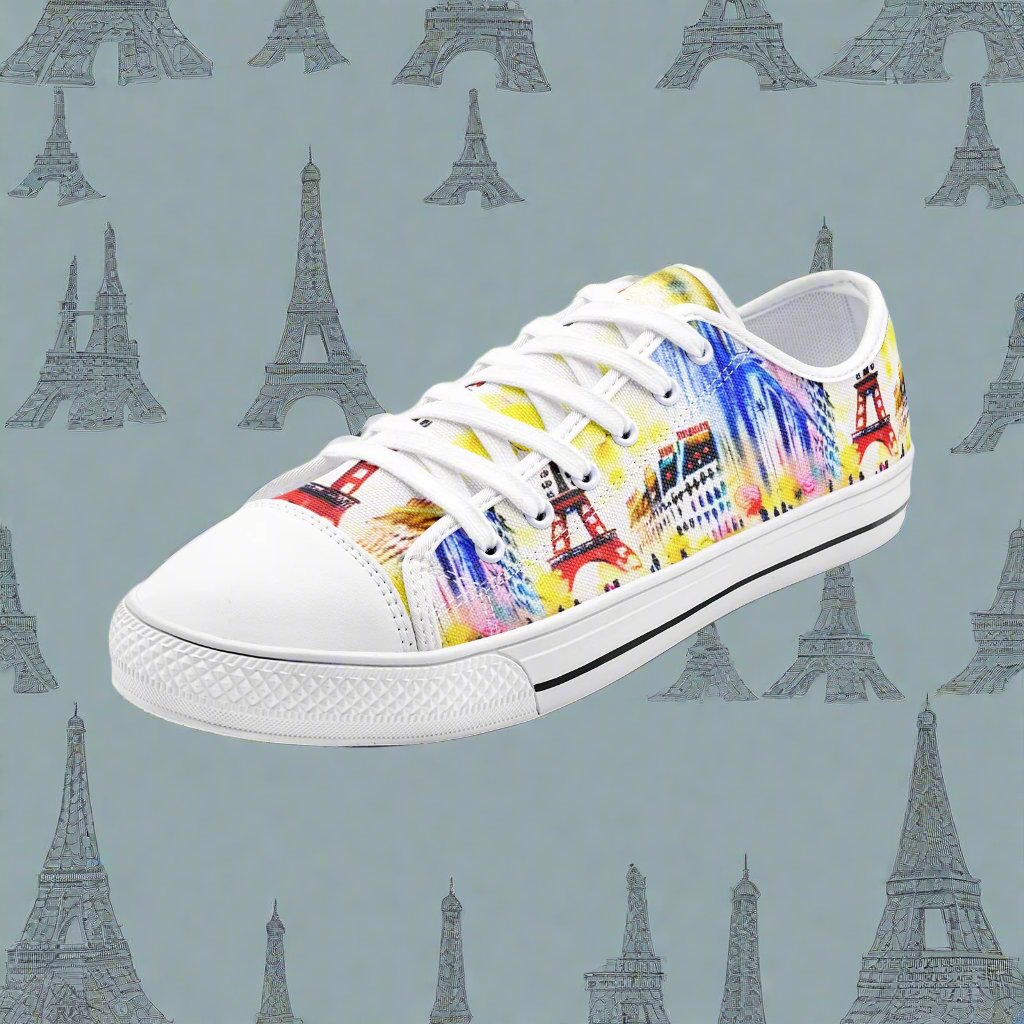 Parisian Dream Low Top Canvas Schuhe - Aquarell Ikonisches Paris Design