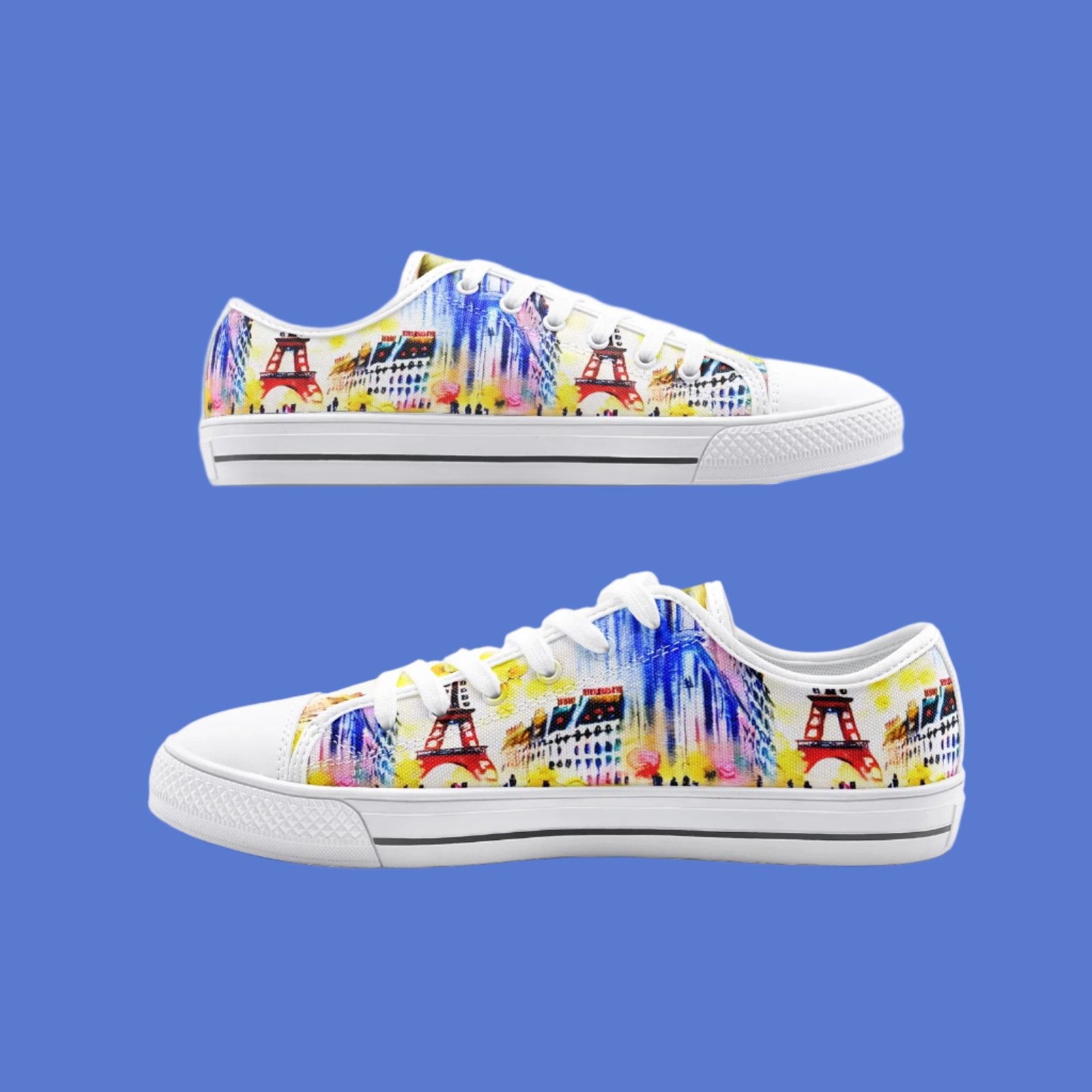 Parisian Dream Low Top Canvas Schuhe - Aquarell Ikonisches Paris Design