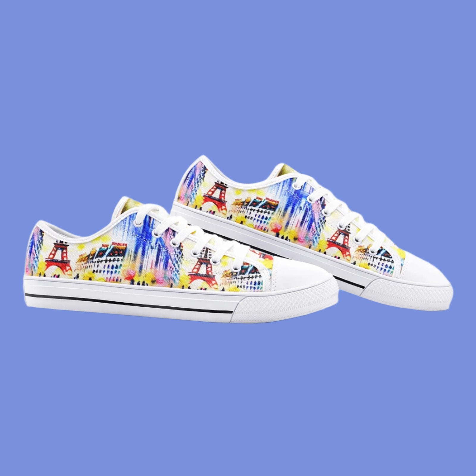 Parisian Dream Low Top Canvas Schuhe - Aquarell Ikonisches Paris Design