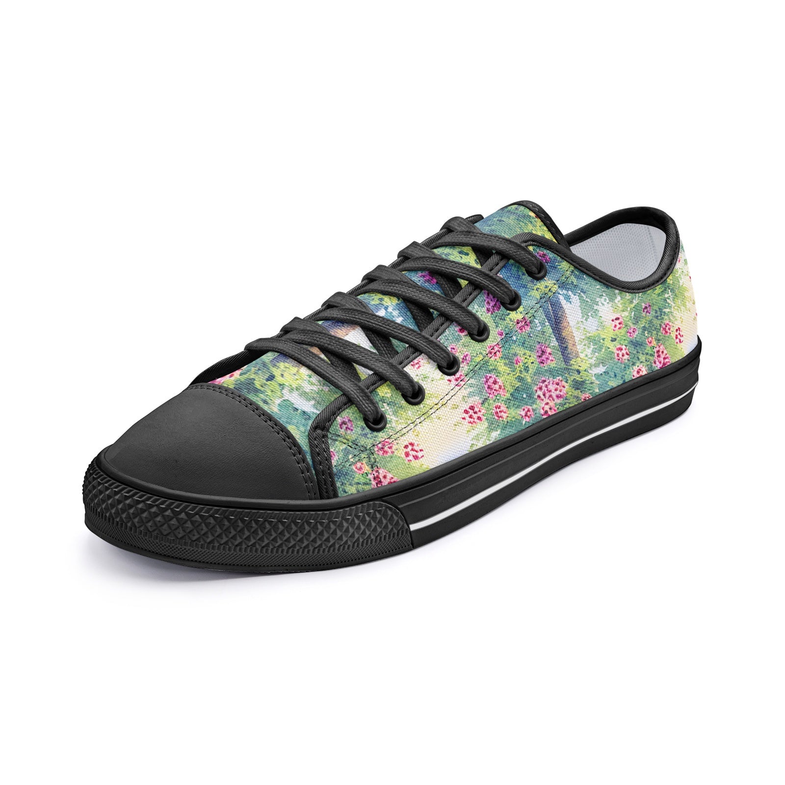 Vienna Garden Watercolor Low Top Canvas Shoes - Artistic & Elegant Footwear