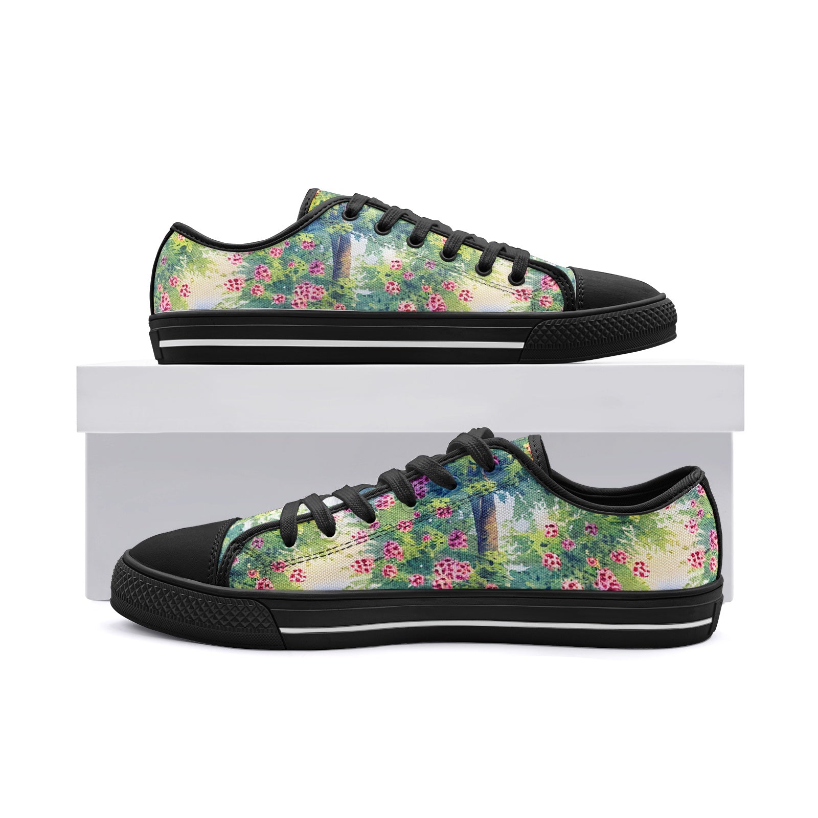 Vienna Garden Watercolor Low Top Canvas Shoes - Artistic & Elegant Footwear