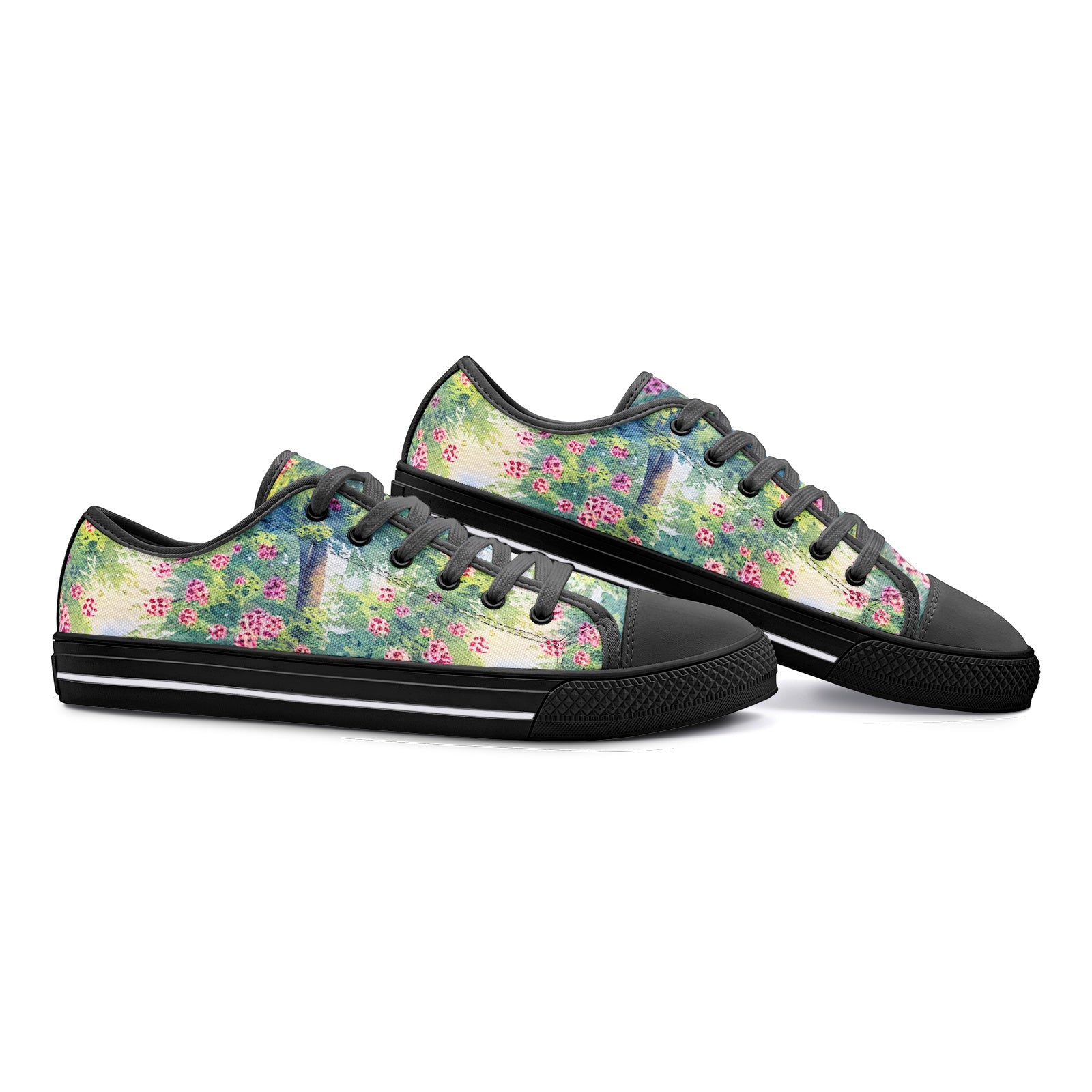 Vienna Garden Watercolor Low Top Canvas Shoes - Artistic & Elegant Footwear