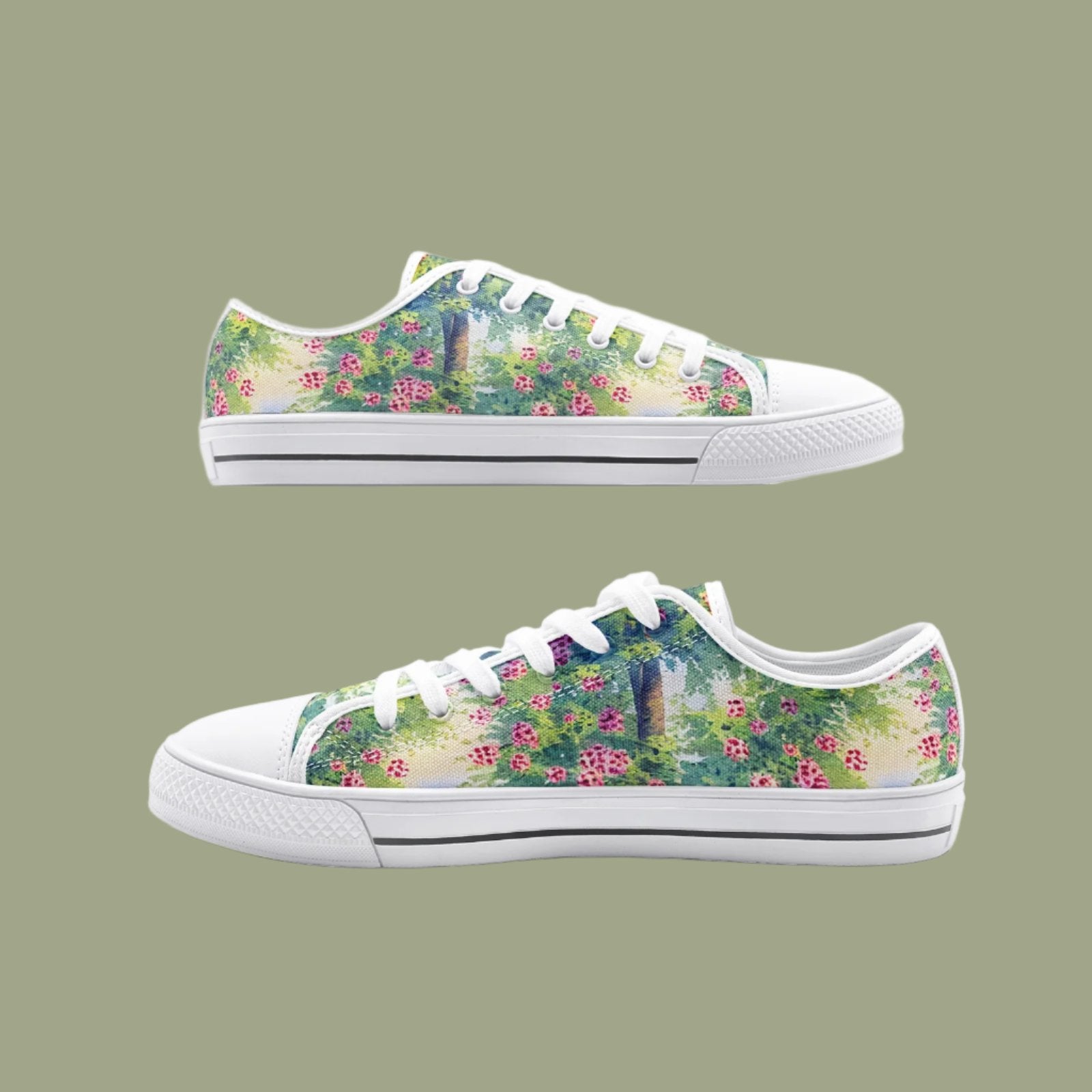 Vienna Garden Watercolor Low Top Canvas Shoes - Artistic & Elegant Footwear