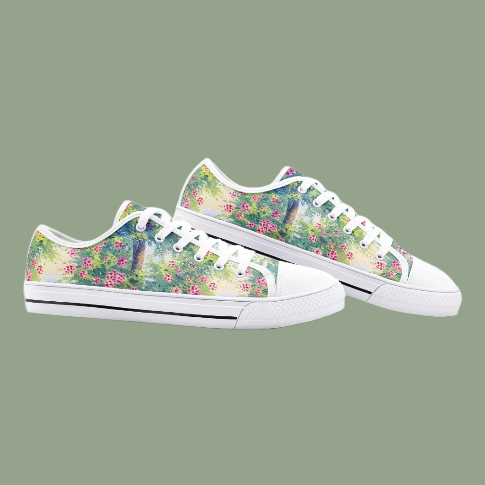 Vienna Garden Watercolor Low Top Canvas Shoes - Artistic & Elegant Footwear