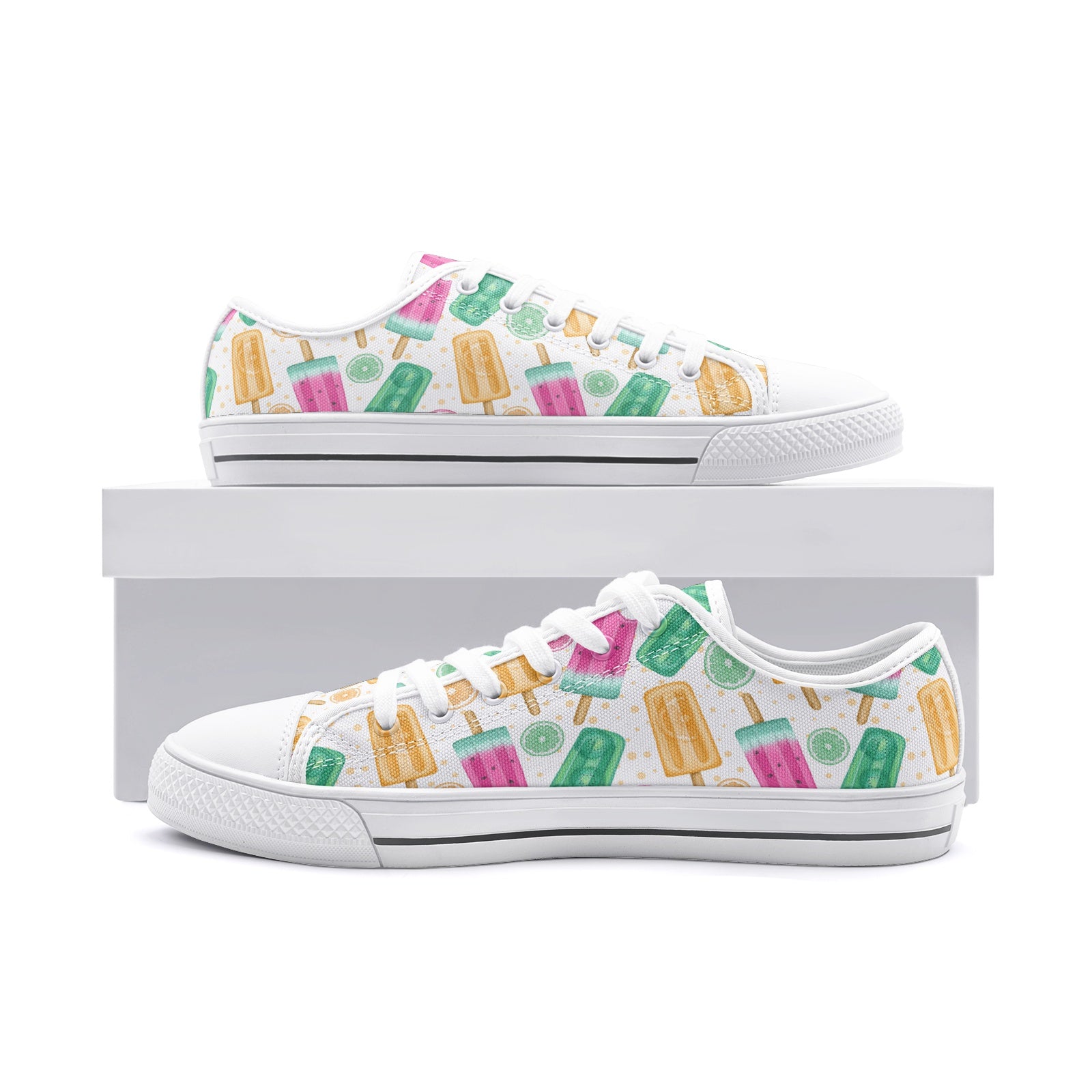 Charming Ice Cream Unisex Low Top Canvas Shoes -  Vacation Vibes Sneaker